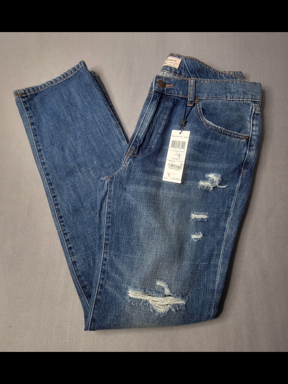 BCBGeneration Blue Distressed Straight-Leg Jeans Size 26